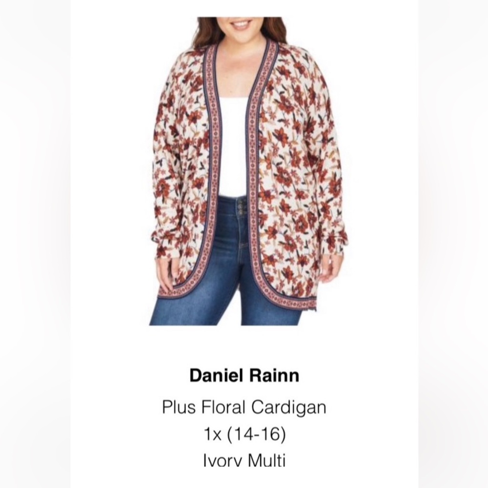 Daniel Rainn Ryleigh Floral Cardigan Sweater Size 1X